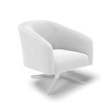 Cadeira Sala De Jantar Giratória Base Cromada Stella Bouclê D03 - D&#39;rossi Cor Off White