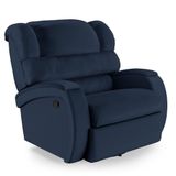 Poltrona Do Papai Reclinável Napoli Glider Giratória Massagem Pu Fh1 Azul