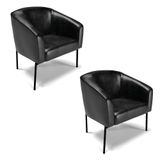 Cadeira Sala De Jantar Pé De Ferro Preto Kit 2 Stella Sintético Pu D03 - D'rossi Cor Preto