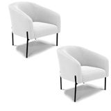 Cadeira Sala De Jantar Pé De Ferro Preto Kit 2 Stella Bouclê D03 - D'rossi Cor Off White