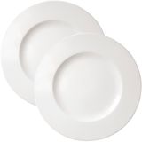 Jogo Prato Raso Jantar 12pçs 12pessoas Aba Larga Branco 28cm