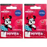 Kit 2 Hidratante Labial Nivea Disney Minnie Mickey E Amigos Cereja 4,8g