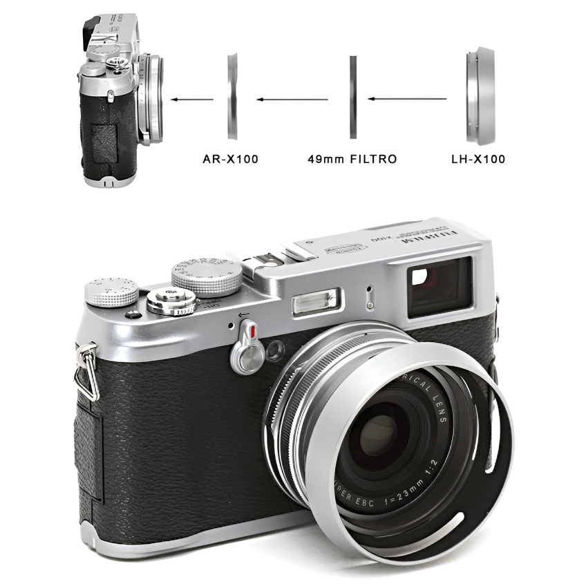 Para-sol Fujifilm Lh-100 E Anel Adaptador Para Fujifilm X100/x100s (prata) - imagem 4
