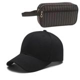 Kit Necessaire Organizador De Viagem Mais Boné Liso Aba Curva Preto