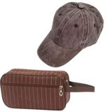 Kit Necessaire Organizador De Viagem Mais Boné Liso Aba Curva Dia Dos Pais Marrom