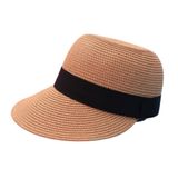 Boné De Praia Feminino Chapéu De Palha Sintética Unissex Ajustável Caramelo