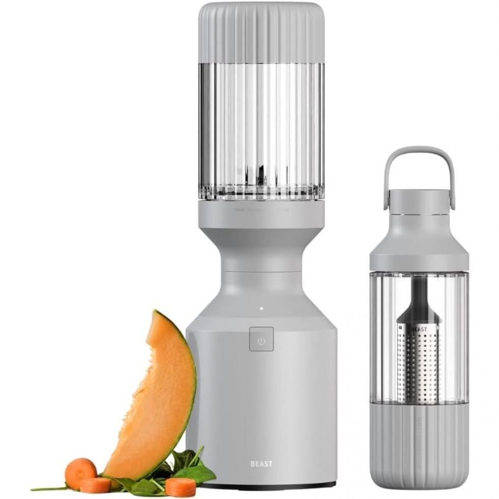 Liquidificador Pessoal Portatil 1l Para Vitaminas Com Infusao De Agua, 1000w, Beast, Cinza