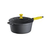 Caçarola Ferro Cabo Silicone Amarelo Tampa Ferro 2,4 lt 20cm