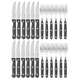 Faqueiro Jogo Talheres Churrasco Jumbo Inox 24 Peças Preto
