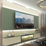 Estante Home para TV até 85 polegadas com LED 260cm Soberano Reflecta Off White/Verde Floresta