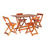 Jogo De Mesa 1,20 X 70 Com 4 Cadeiras Dobráveis De Madeira Cor Mel - M.b Móveis