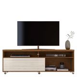 Rack Bancada Frizz 1.8 Naturale/off White Com Rodízios Para Tv Até 65 - Madetec