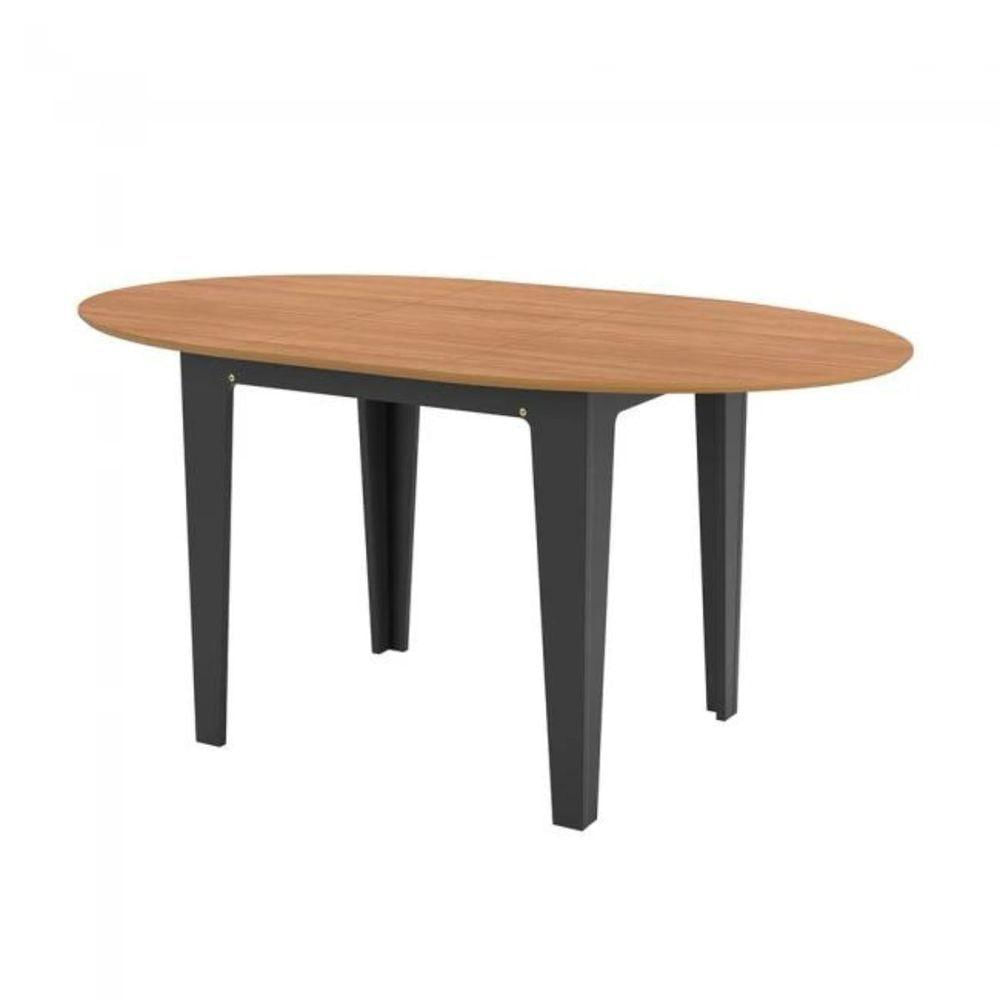 Mesa De Jantar Oval Extensível Até 159x90cm Em Mdf Freijó Preto Fosco Dalla Costa