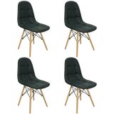 Kit 4 Cadeiras Charles Eames Botonê Eiffel Estofada - Preta