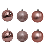 Bolinha De Natal Mix De Modelos C/ 6 Peças 8cm- Rose Gold - Chibrali Chibrali