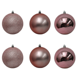 Bolinha De Natal Mix De Modelos C/ 6 Peças 10cm- Rose Gold- Chibrali Chibrali