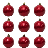 Bolinha De Natal Lisa Perolada C/ 9 Peças 6cm- Vermelho- Chibrali Vermelho Chibrali
