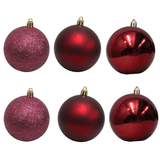 Bolinha De Natal Mix De Modelos C/ 6 Peças 8cm- Vinho - Chibrali Chibrali