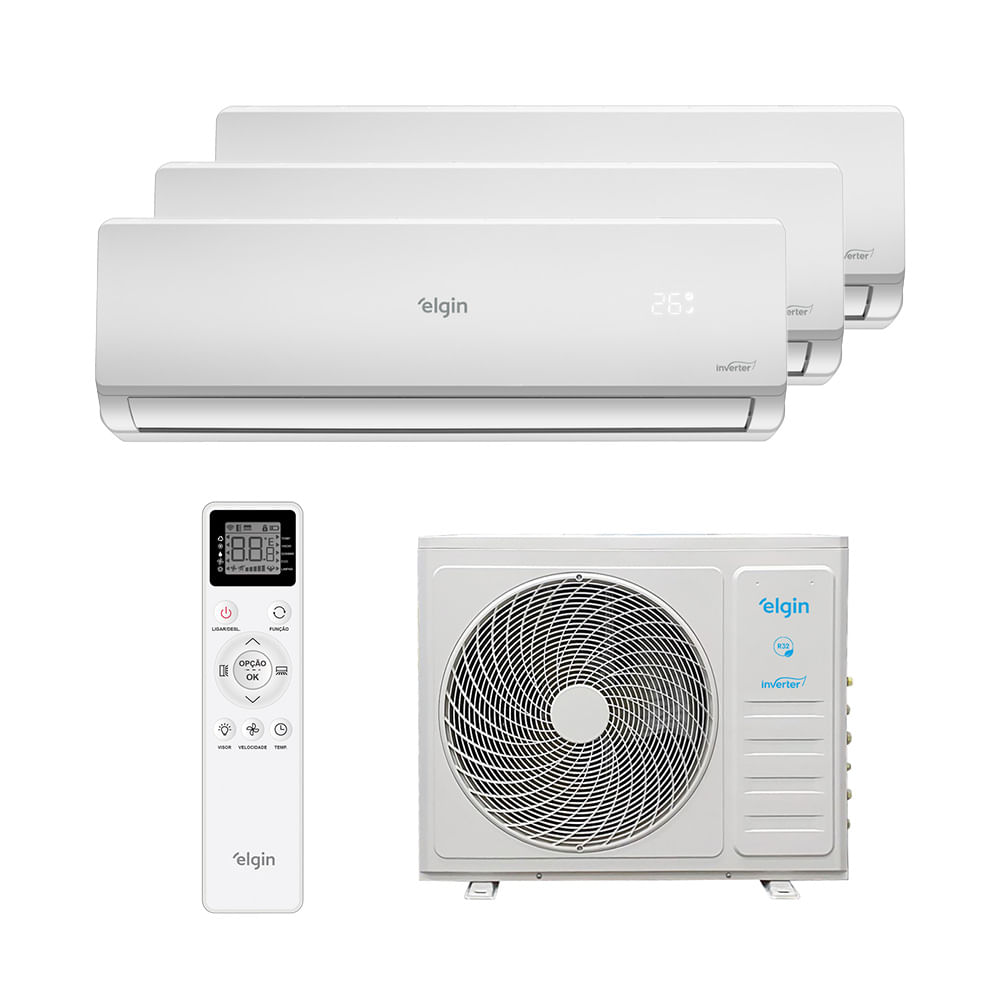 Ar Condicionado Multi Split Inverter Elgin Hw R-32 Wifi 27.000 Btus (3x Evap 12.000) Quente/frio 220v Monofásico