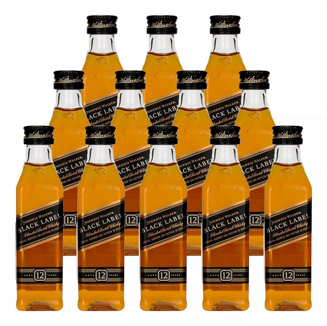 12x Miniatura De Whisky Johnny Walker Black Label 50ml