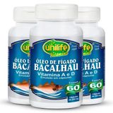 Kit 3 Óleo De Fígado De Bacalhau 60 Cápsulas Unilife