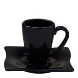 Xícara Elegance Para Café Com Pires 80ml Preta Em Policarbonato Linha Profissional Cook Vem