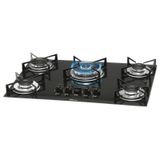 FOGAO COOKTOP FISCHER 5Q TRIPLA CHAMA GAS MESA VIDRO PRETO