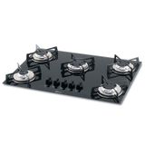 FOGAO COOKTOP FISCHER DE EMBUTIR 5Q GAS MESA VIDRO - PRETO