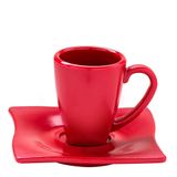 Xícara Elegance Para Café Com Pires 80ml Vermelha Em Policarbonato Linha Profissional Cook Vem