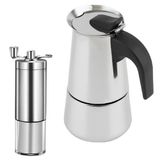 Moedor Café Manivela Manual + Cafeteira Italiana Moka 450ml