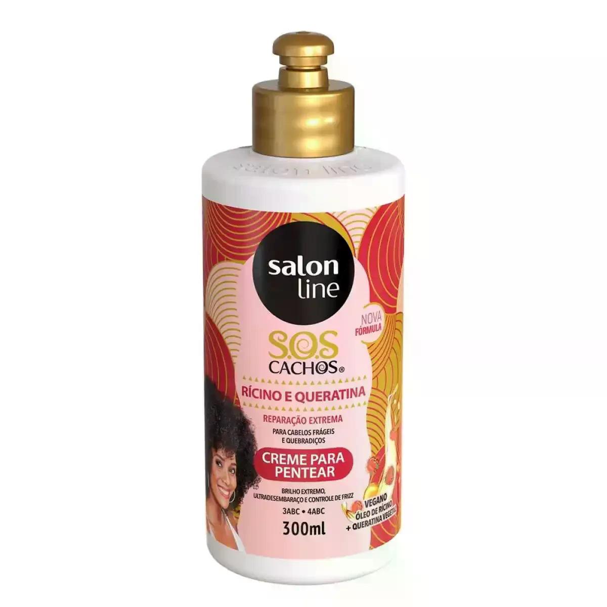 Creme Para Pentear Sos Cachos Rícino Salon Line 300ml