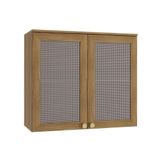 Armário Aéreo Cozinha Modulado Botanic M633 2 Portas C/ Tela Nogueira - Kappesberg