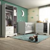 Quarto De Bebê Completo Com Guarda Roupa 3 Portas Cômoda 3 Em 1 Ben Branco Brilho