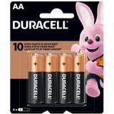 Pilha Alcalina Pequena Aa Duracell Com 4 Unidades