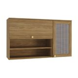 Armário Aéreo Cozinha Modulado Botanic M635 2 Portas C/ Tela Nogueira - Kappesberg