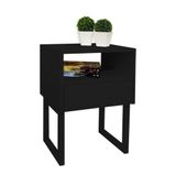 Mesa De Cabeceira Lateral Nicho Com Gaveteiro Preto Laca