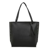 Bolsa Grande Sacola Feminino Com Zíper Detalhes Laterais E Alça De Ombro