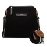 Bolsa Bau Transversal Feminina Com 3 Ziperes E Alça Removivel