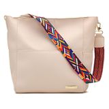 Bolsa Sacola Feminina Lisa Com Alça Colorida Removivel E Ziper
