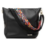 Bolsa Sacola Feminina Lisa Com Alça Colorida Removivel E Ziper