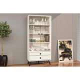 Cristaleira Sala Jantar Rt3151 C/ 2 Portas E 2 Gavetas Off White - Movelbento