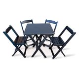 Kit Jogo De Mesa 60x60 Preto Com 4 Cadeiras Dobraveis Decor Cor: Preto