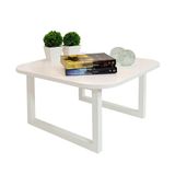 Mesa De Centro Lateral De Apoio Para Sala Estar Square Branco Laca