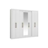 Guarda Roupa 8 Portas E 4 Gavetas C/ Espelho Héster Branco - Carraro