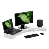 Suporte De Mesa Base Elevada Ajustável 3 Monitores Gamer Notebook Branco