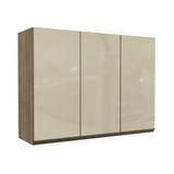 Armário Aéreo P/ Cozinha Maxxi G767 3 Portas C/ Vidro 120cm Nogal - Kappesberg