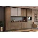 Cozinha Kappesberg Maxxi 8pçs (2 Armários + 2 Balcões + 2 Paneleiros + 2 Complementos) C8p24 Nogal