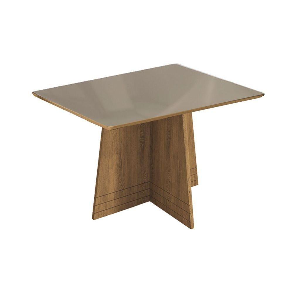 Mesa Para Cozinha Lótus + Tampo Madeirado Vidro 120x80cm Freijó-bronze - Kappesberg