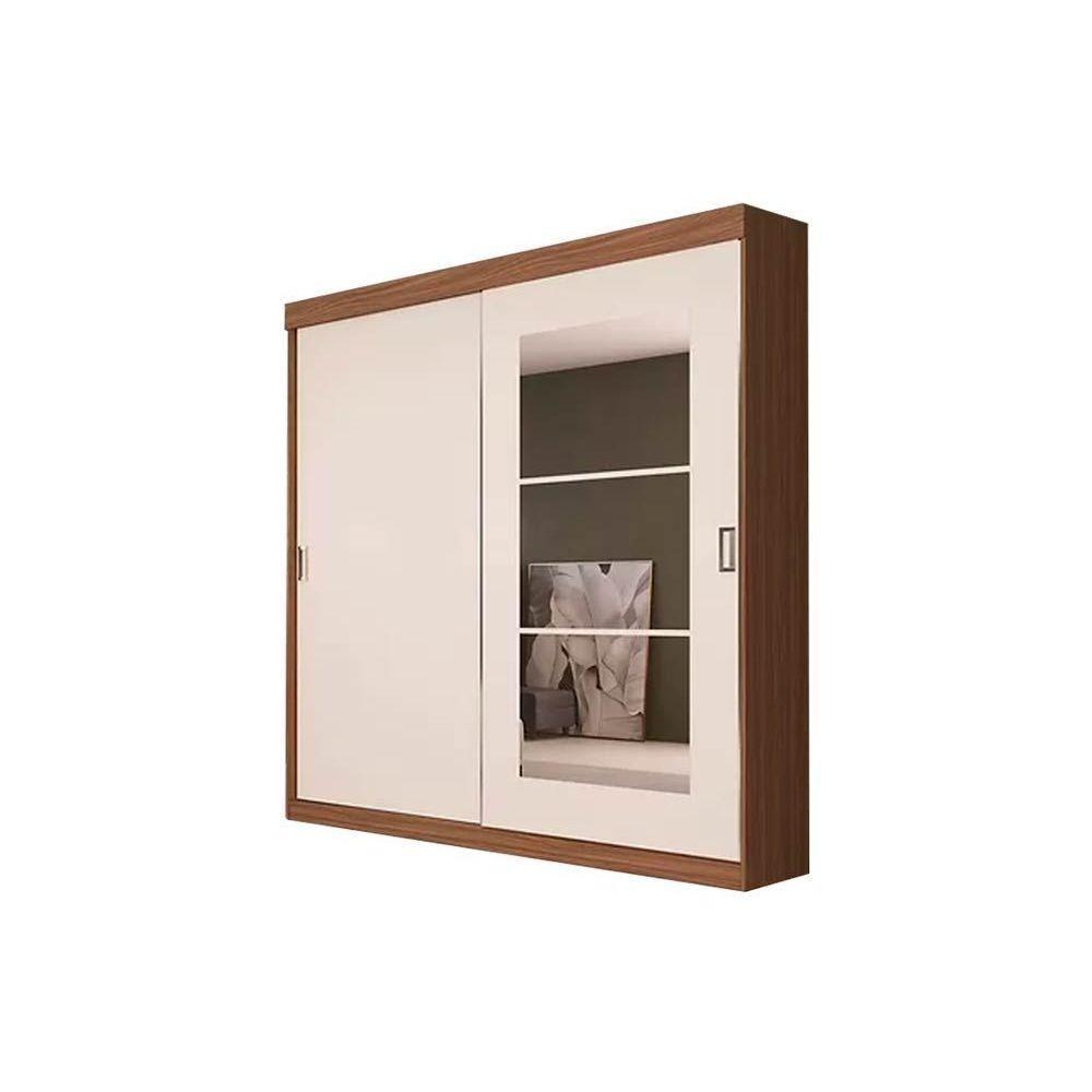 Guarda Roupa Casal 2 Portas De Correr E 2 Gavetas C/ Espelho Ph1693 Nogueira/off White - Herval