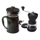Kit Café Moedor Manual De Grãos + Cafeteira Prensa Francesa